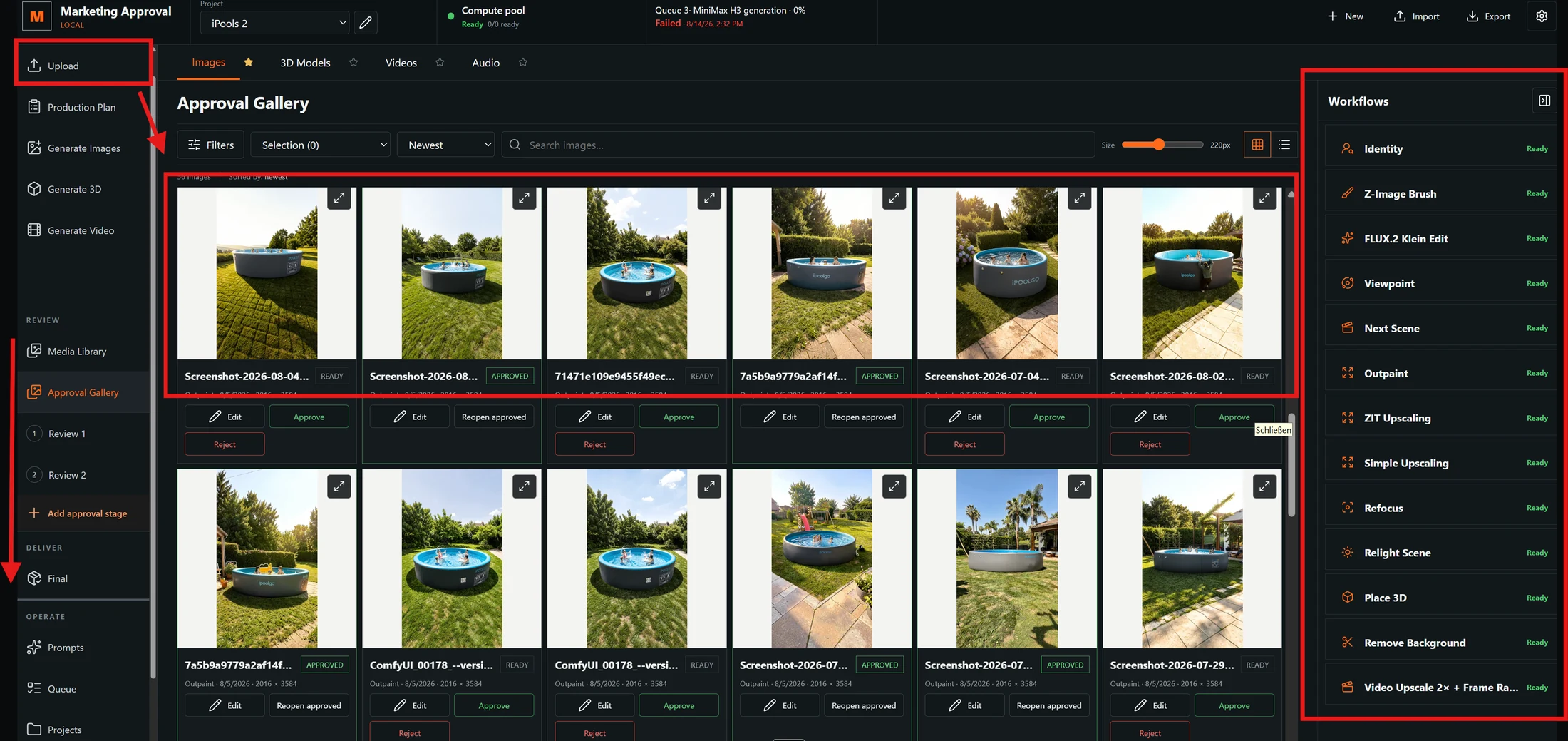 Production image workflow interface